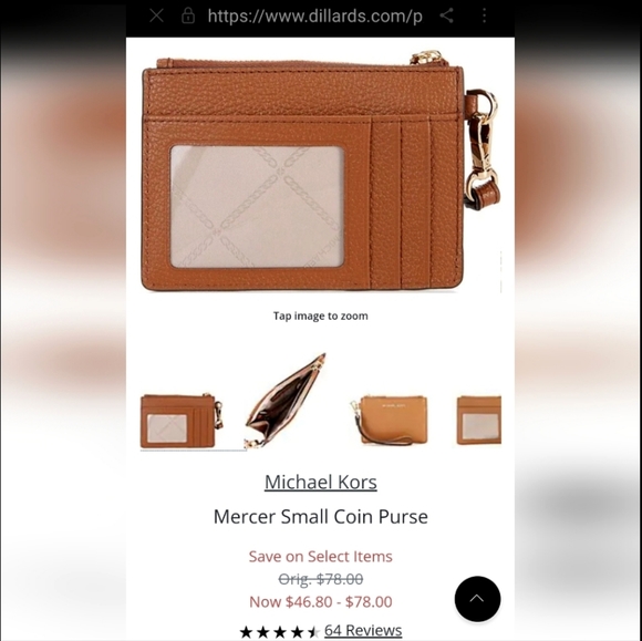 Michael Kors Mercer Leather Sm Coin Purse ID Card Holder Wristlet Luggage Color - Picture 9 of 10